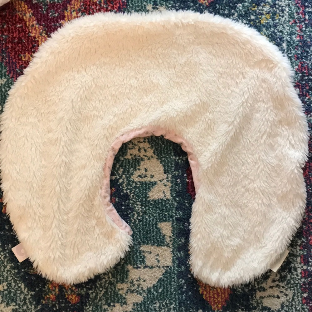 Boppy cover! Furry white & pink and gold stars